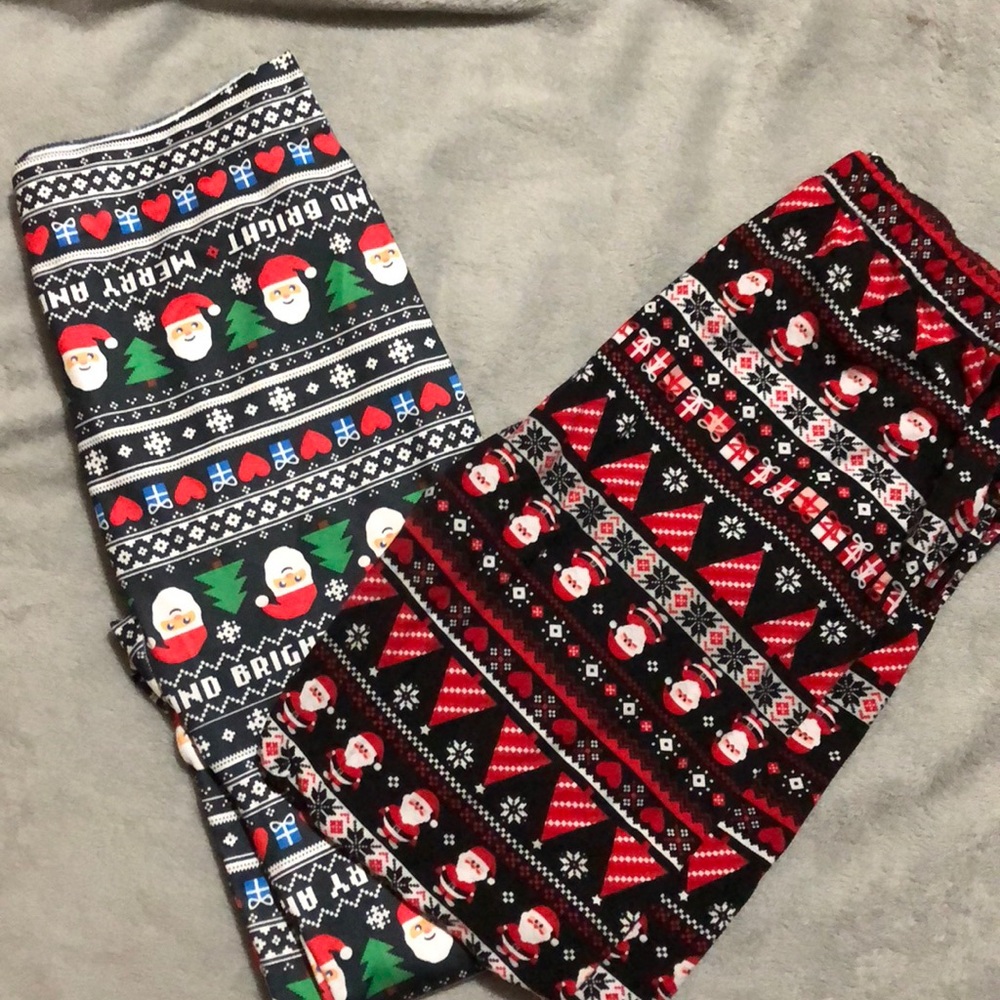 2 pairs of ugly Christmas leggings